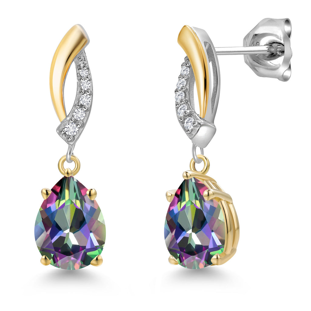 Green Mystic Topaz_Earrings in 925 Sterling Silver and 10K Yellow Gold