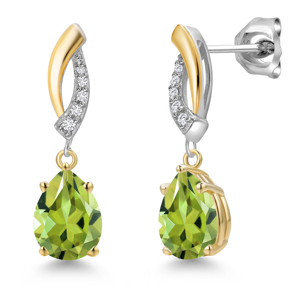 Peridot - August_Earrings in 925 Sterling Silver and 10K Yellow Gold
