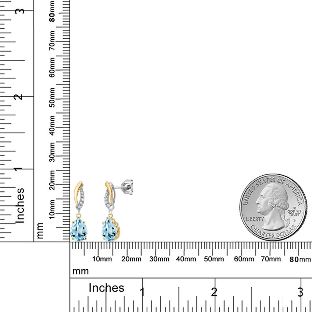 Sky Blue Topaz - November_Earrings in 925 Sterling Silver and 10K Yellow Gold