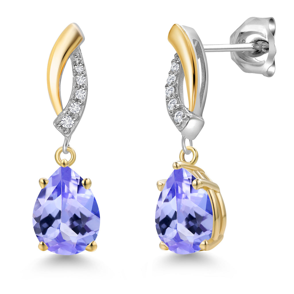 Tanzanite - December_Earrings in 925 Sterling Silver and 10K Yellow Gold