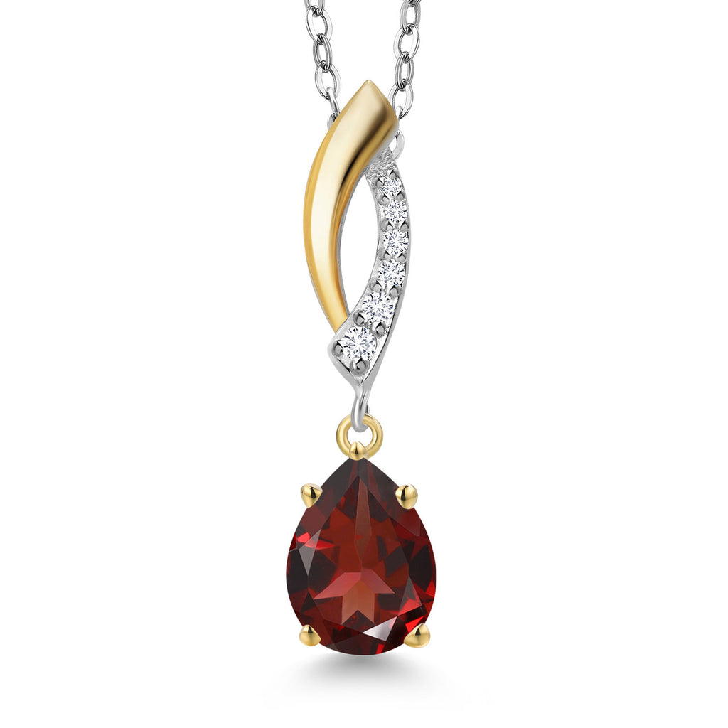 Garnet - January_Pendant in 925 Sterling Silver and 10K Yellow Gold
