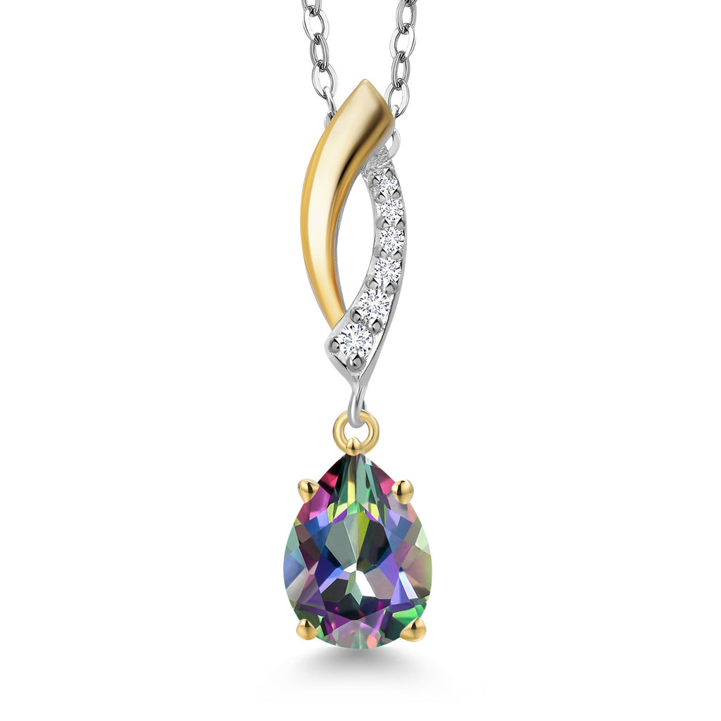 Green Mystic Topaz_Pendant in 925 Sterling Silver and 10K Yellow Gold