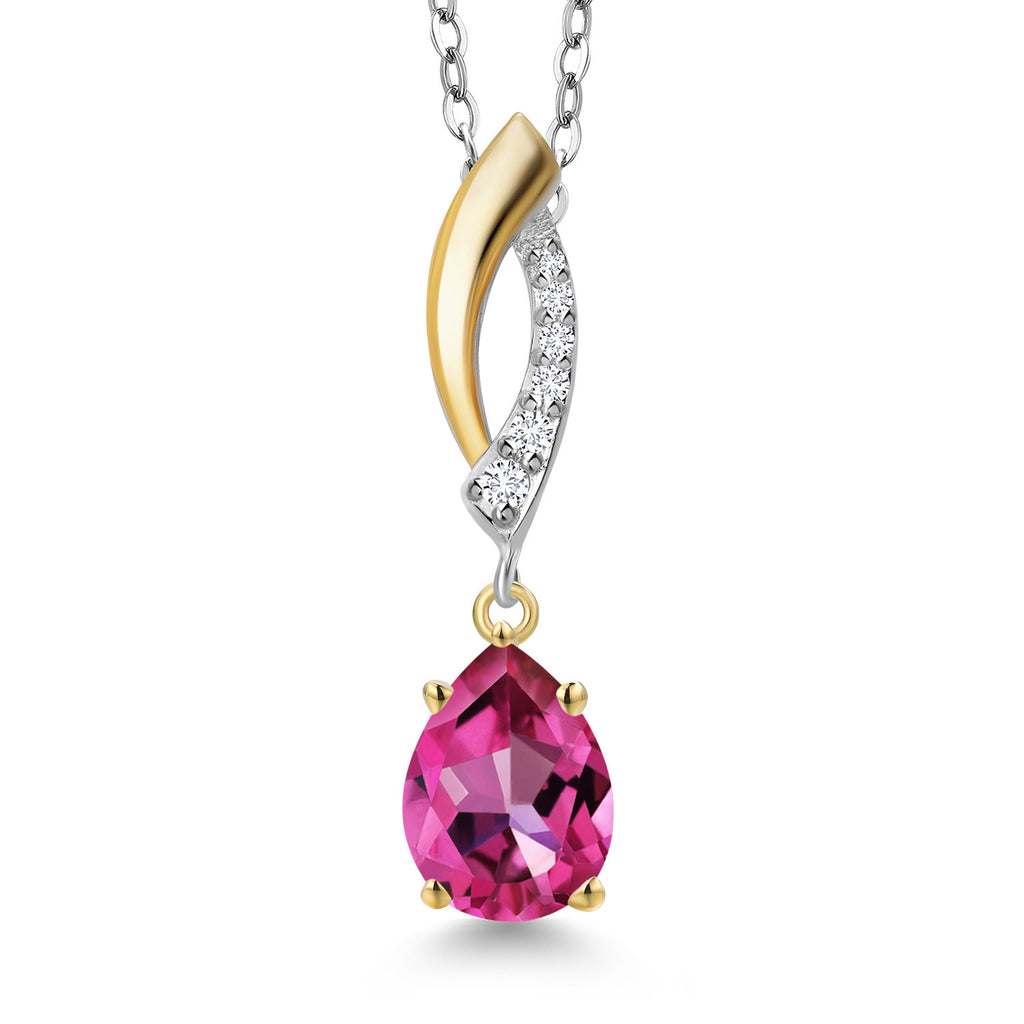 Pure Pink Mystic Topaz_Pendant in 925 Sterling Silver and 10K Yellow Gold
