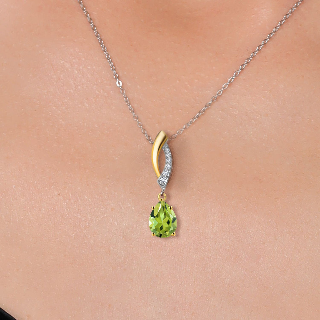 Peridot - August_Pendant in 925 Sterling Silver and 10K Yellow Gold