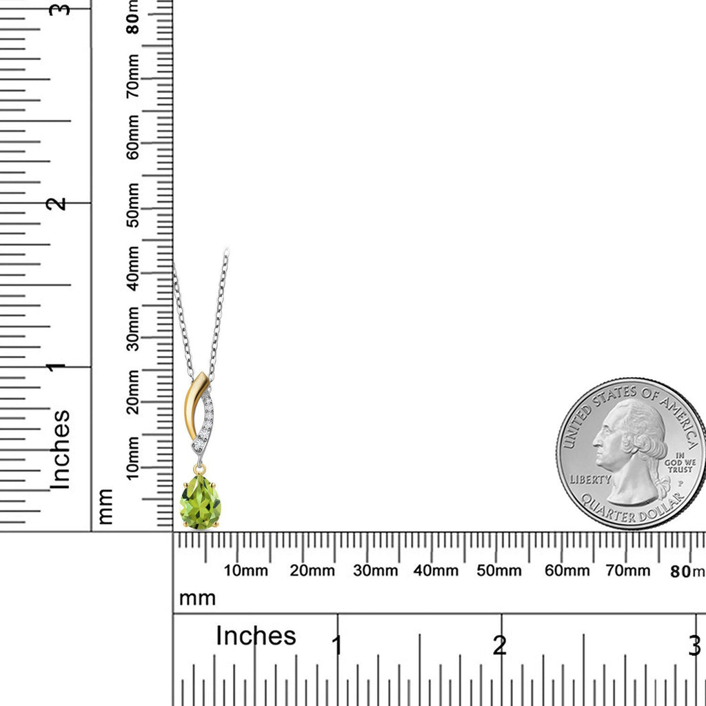 Peridot - August_Pendant in 925 Sterling Silver and 10K Yellow Gold