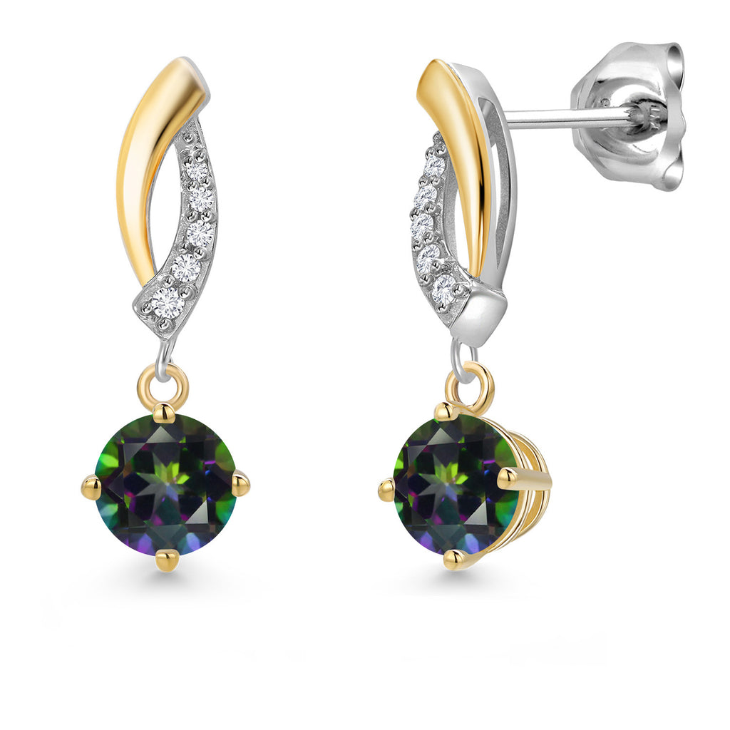 Green Mystic Topaz_Earrings in 925 Sterling Silver and 10K Yellow Gold