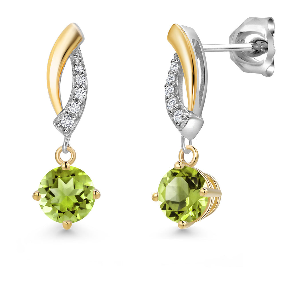 Peridot - August_Earrings in 925 Sterling Silver and 10K Yellow Gold