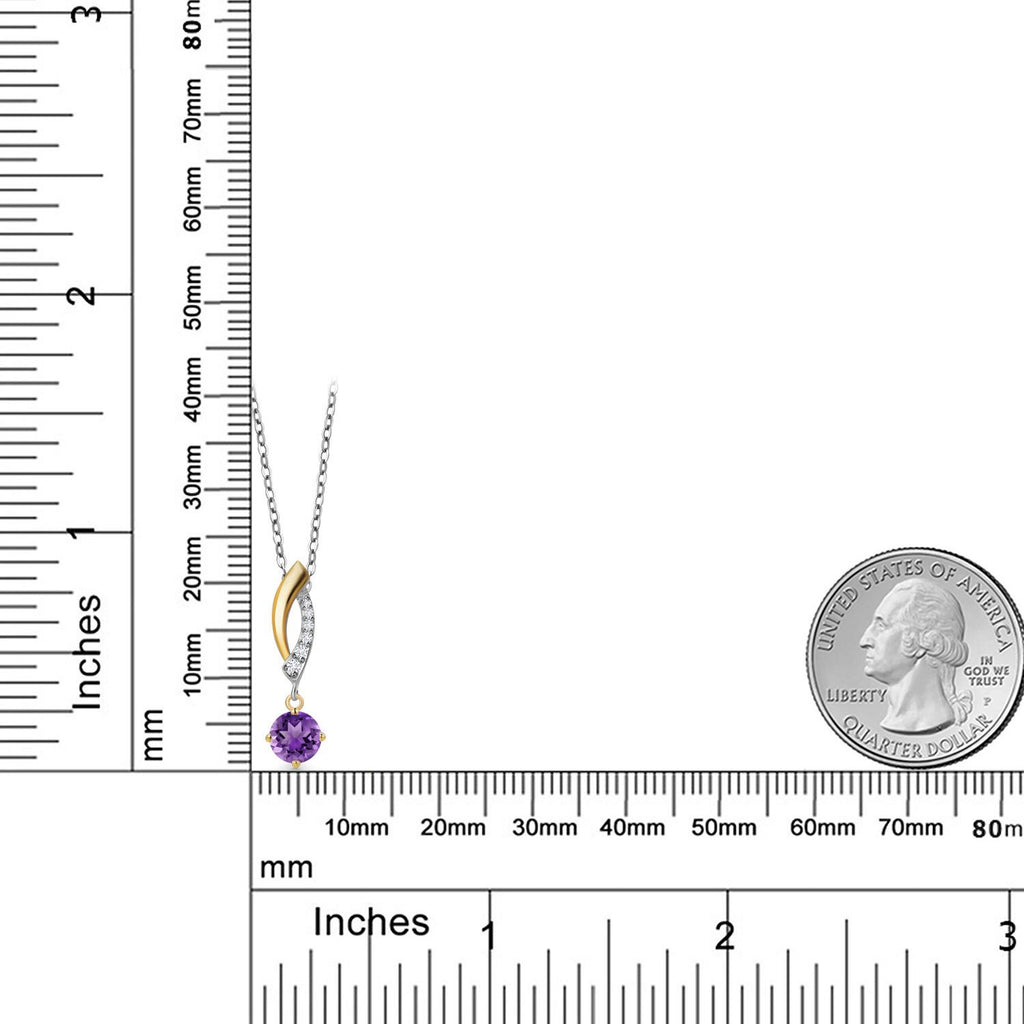 Amethyst - February_Pendant in 925 Sterling Silver and 10K Yellow Gold