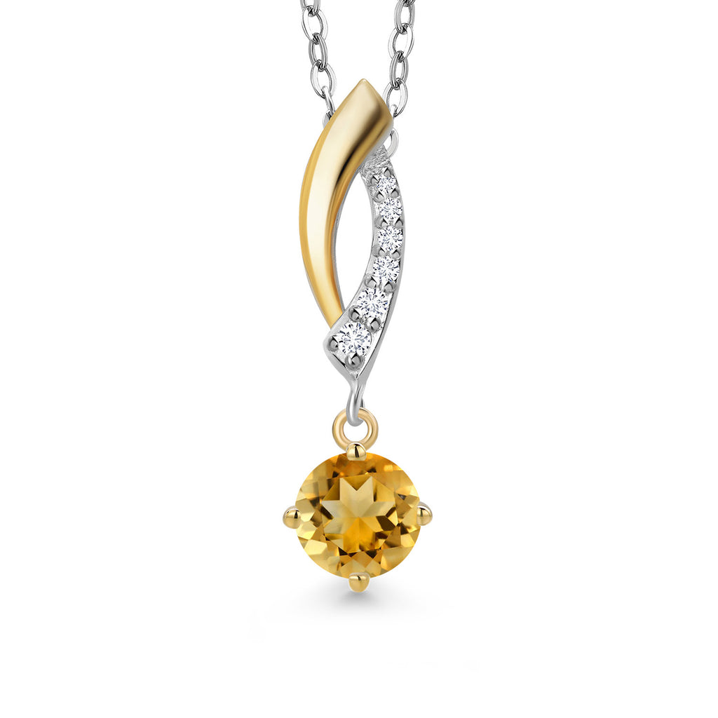 Citrine - November_Pendant in 925 Sterling Silver and 10K Yellow Gold