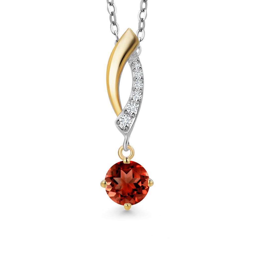 Garnet - January_Pendant in 925 Sterling Silver and 10K Yellow Gold