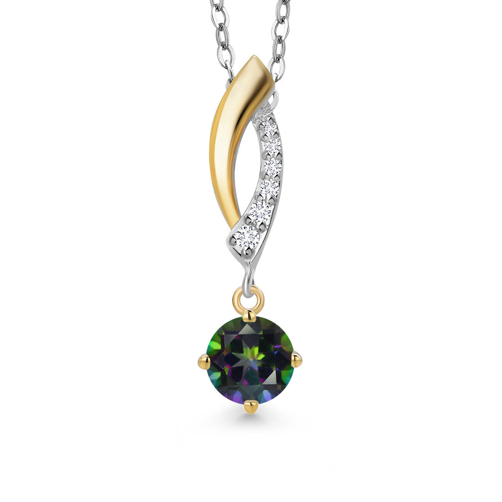 Green Mystic Topaz_Pendant in 925 Sterling Silver and 10K Yellow Gold