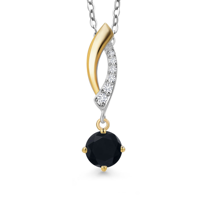Onyx - December_Pendant in 925 Sterling Silver and 10K Yellow Gold