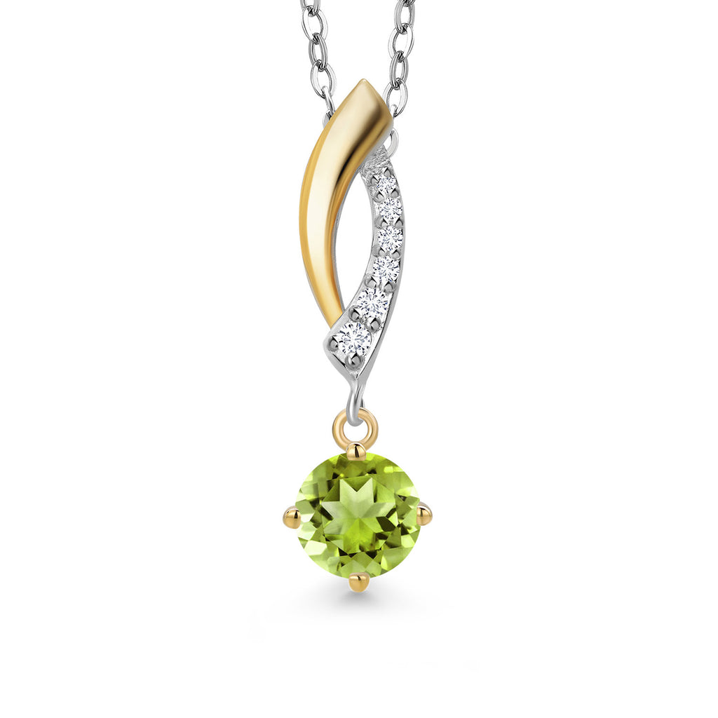 Peridot - August_Pendant in 925 Sterling Silver and 10K Yellow Gold