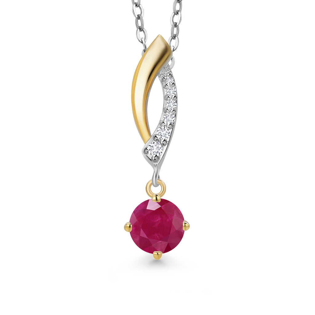 Ruby - July_Pendant in 925 Sterling Silver and 10K Yellow Gold