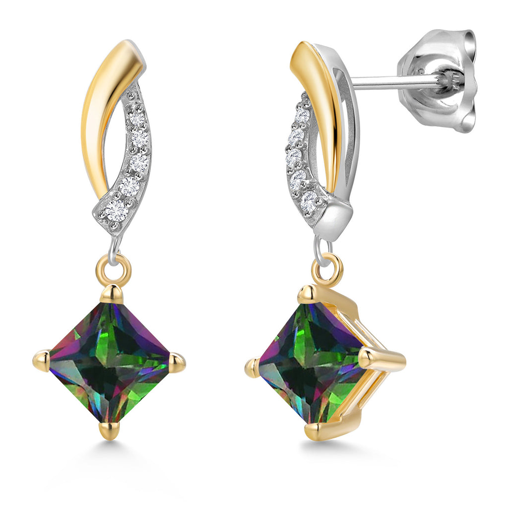 Green Mystic Topaz_Earrings in 925 Sterling Silver and 10K Yellow Gold