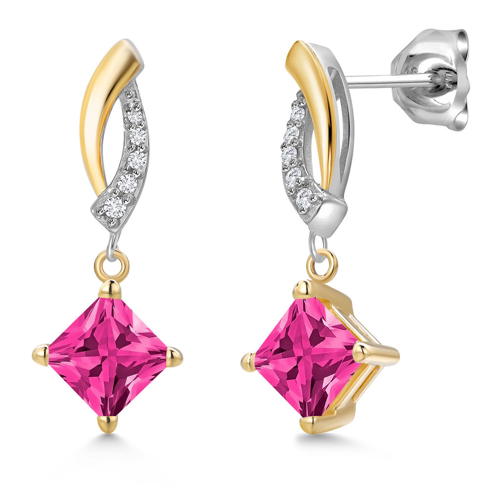 Pink Mystic Topaz_Earrings in 925 Sterling Silver and 10K Yellow Gold