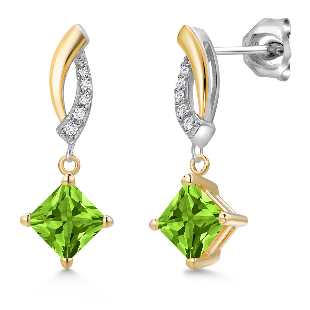 Peridot - August_Earrings in 925 Sterling Silver and 10K Yellow Gold