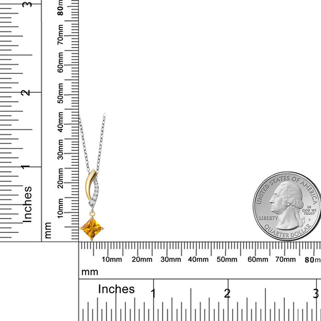 Citrine - November_Pendant in 925 Sterling Silver and 10K Yellow Gold