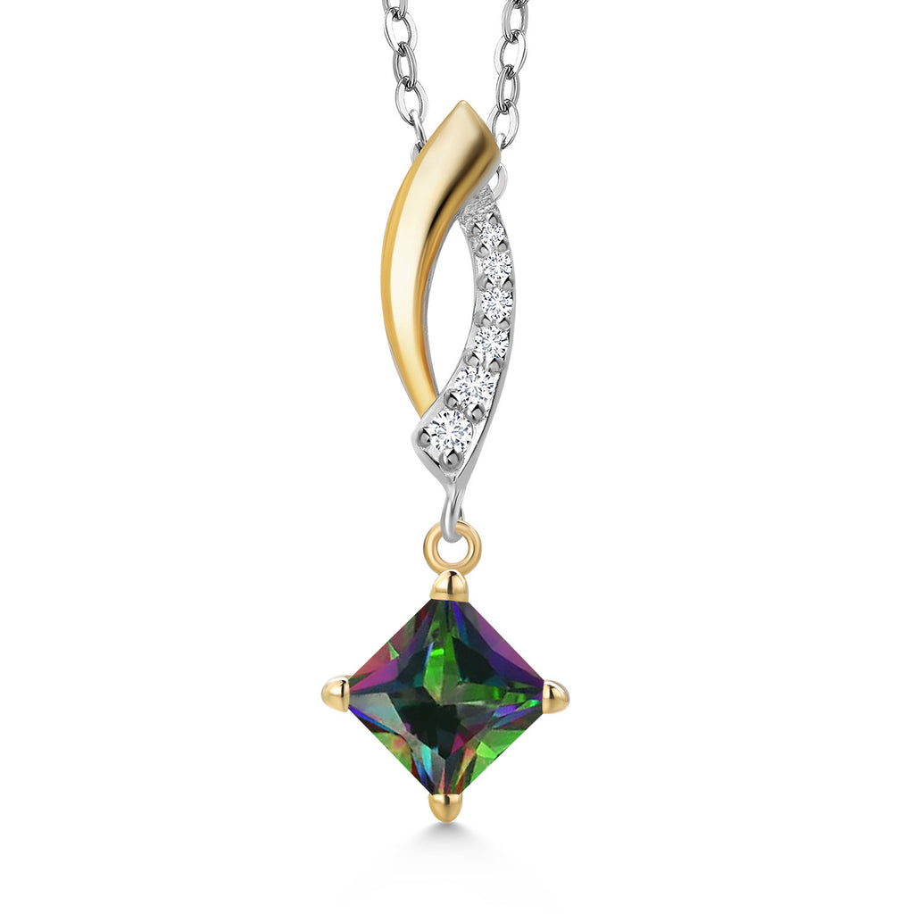 Green Mystic Topaz_Pendant in 925 Sterling Silver and 10K Yellow Gold