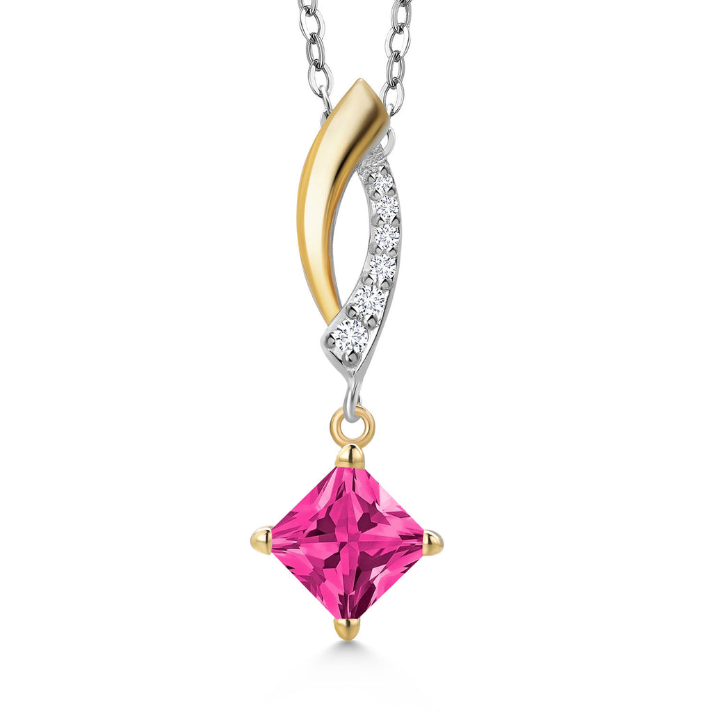 Pink Mystic Topaz_Pendant in 925 Sterling Silver and 10K Yellow Gold