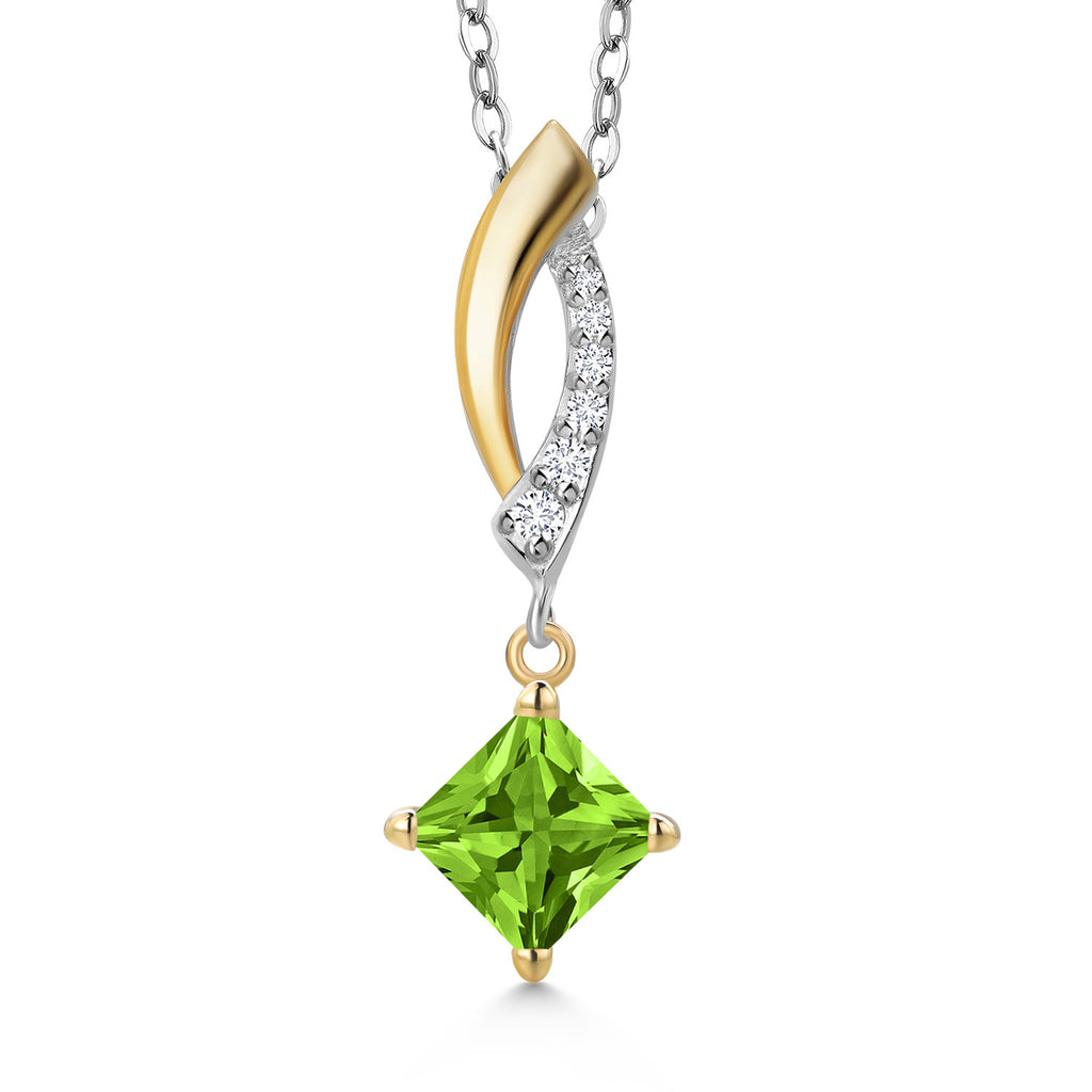 Peridot - August_Pendant in 925 Sterling Silver and 10K Yellow Gold