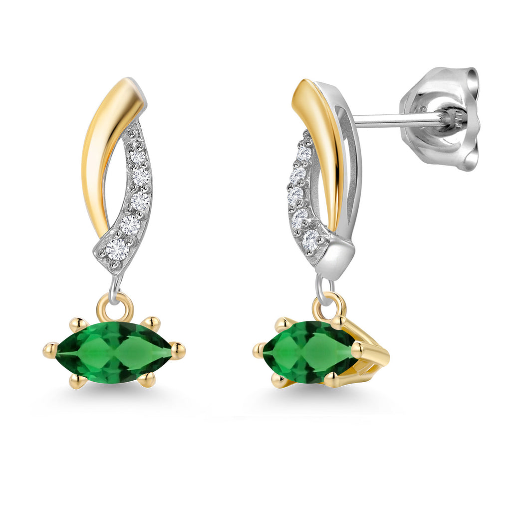 Nano Emerald - May_Earrings in 925 Sterling Silver and 10K Yellow Gold