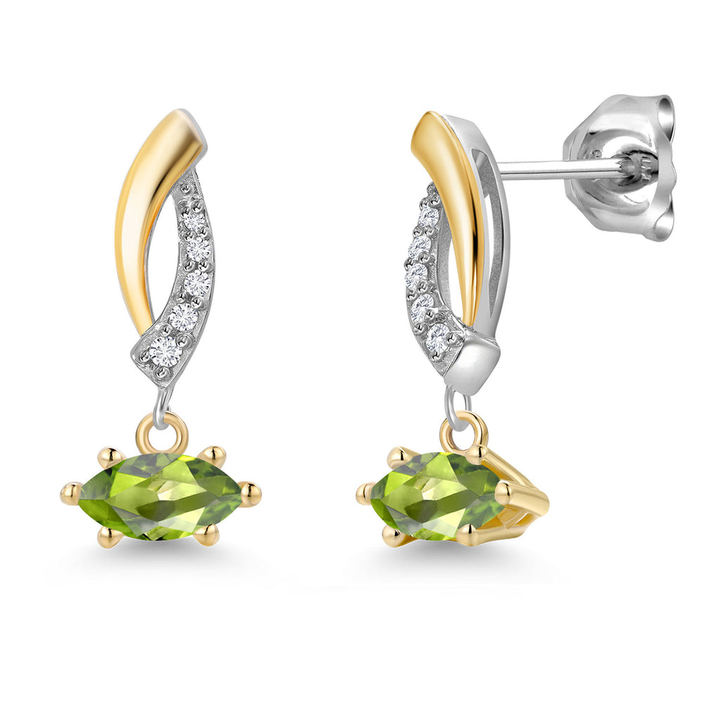 Peridot - August_Earrings in 925 Sterling Silver and 10K Yellow Gold