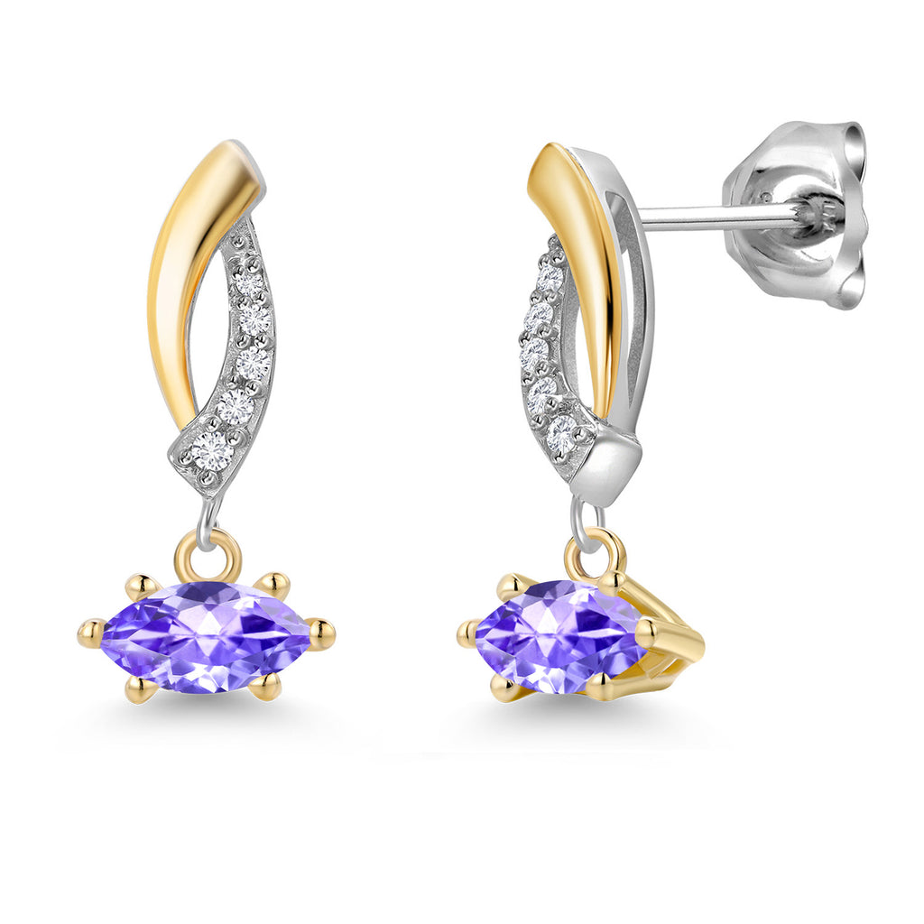 Tanzanite - December_Earrings in 925 Sterling Silver and 10K Yellow Gold