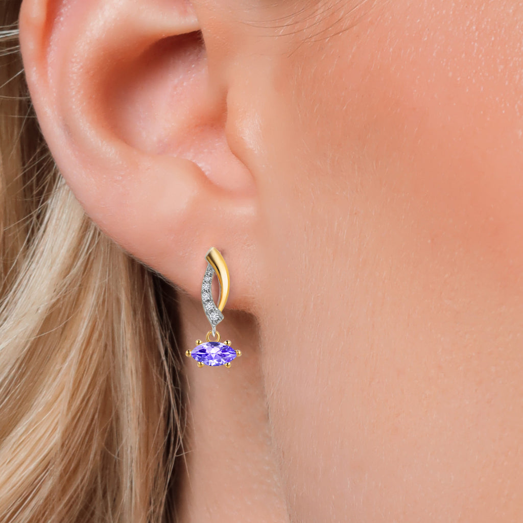 Tanzanite - December_Earrings in 925 Sterling Silver and 10K Yellow Gold