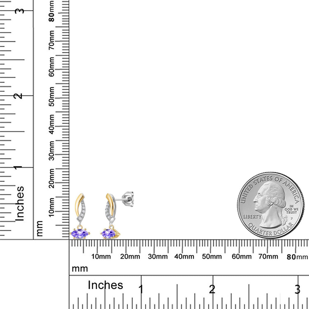 Tanzanite - December_Earrings in 925 Sterling Silver and 10K Yellow Gold