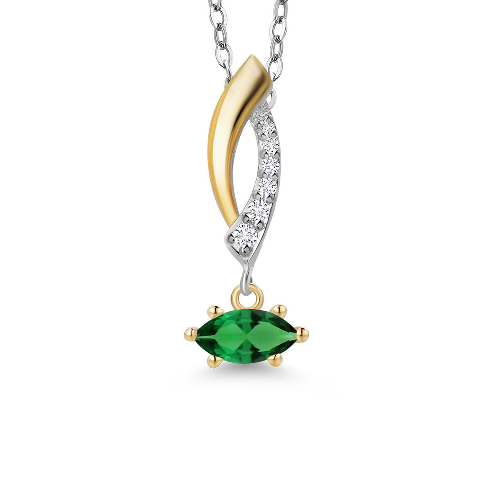 Nano Emerald - May_Pendant in 925 Sterling Silver and 10K Yellow Gold