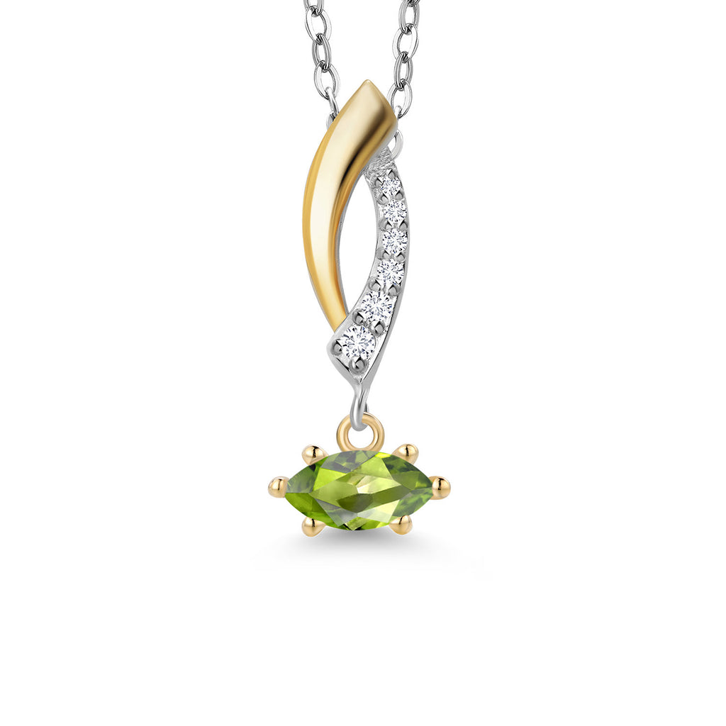 Peridot - August_Pendant in 925 Sterling Silver and 10K Yellow Gold