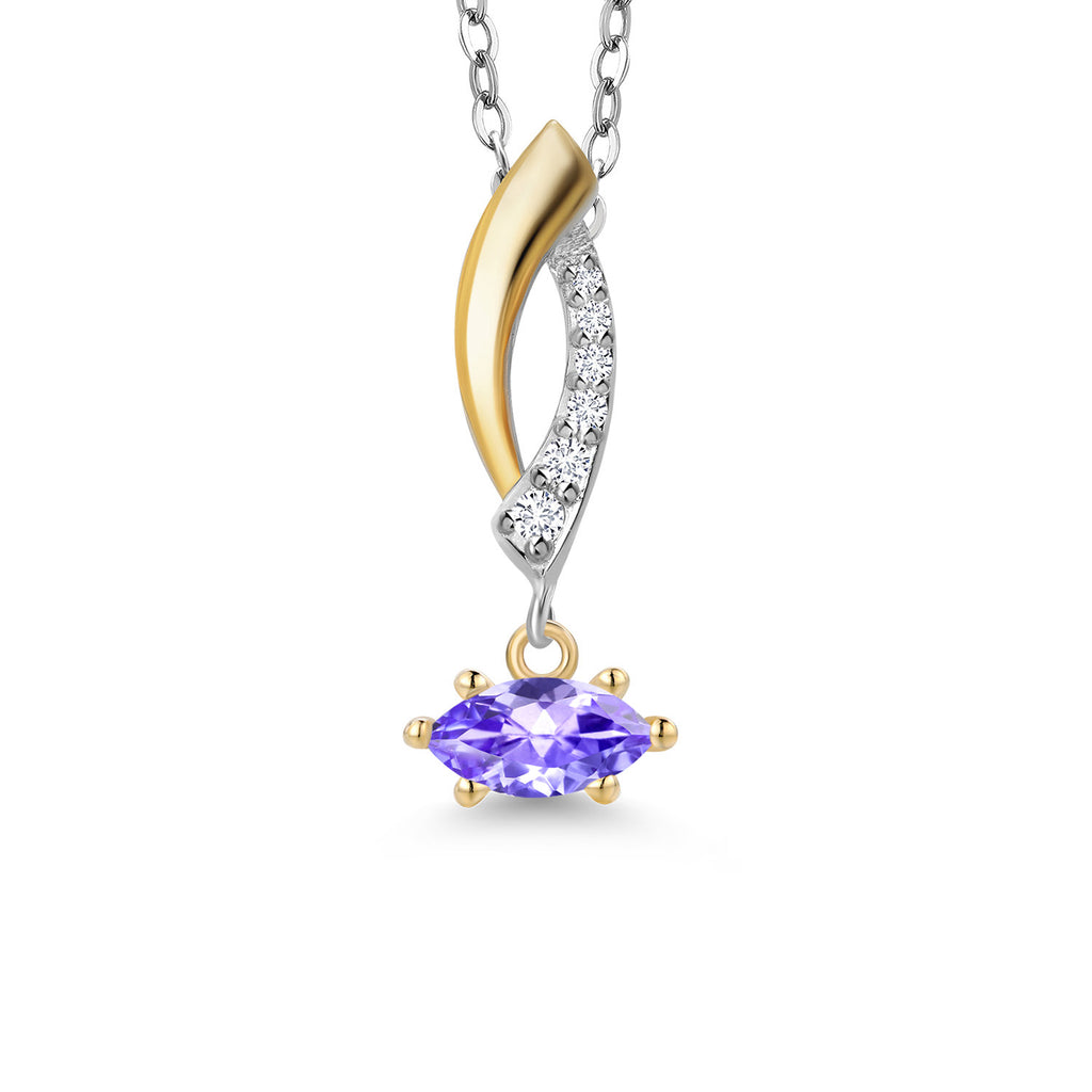 Tanzanite - December_Pendant in 925 Sterling Silver and 10K Yellow Gold