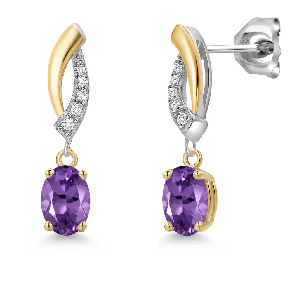 Amethyst - February_Earrings in 925 Sterling Silver and 10K Yellow Gold