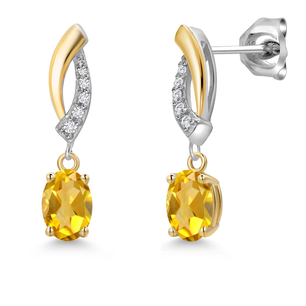 Citrine - November_Earrings in 925 Sterling Silver and 10K Yellow Gold
