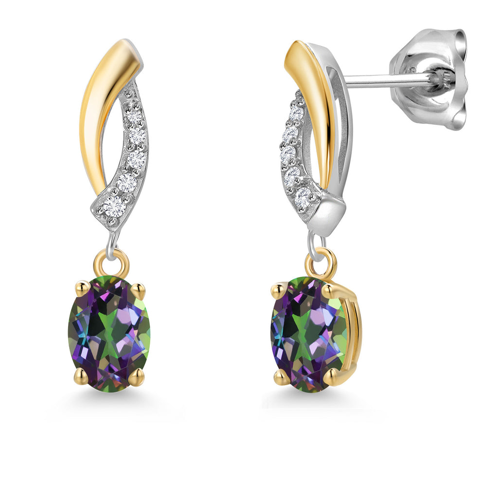 Green Mystic Topaz_Earrings in 925 Sterling Silver and 10K Yellow Gold
