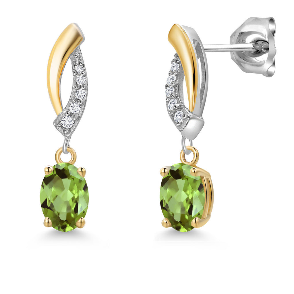 Peridot - August_Earrings in 925 Sterling Silver and 10K Yellow Gold