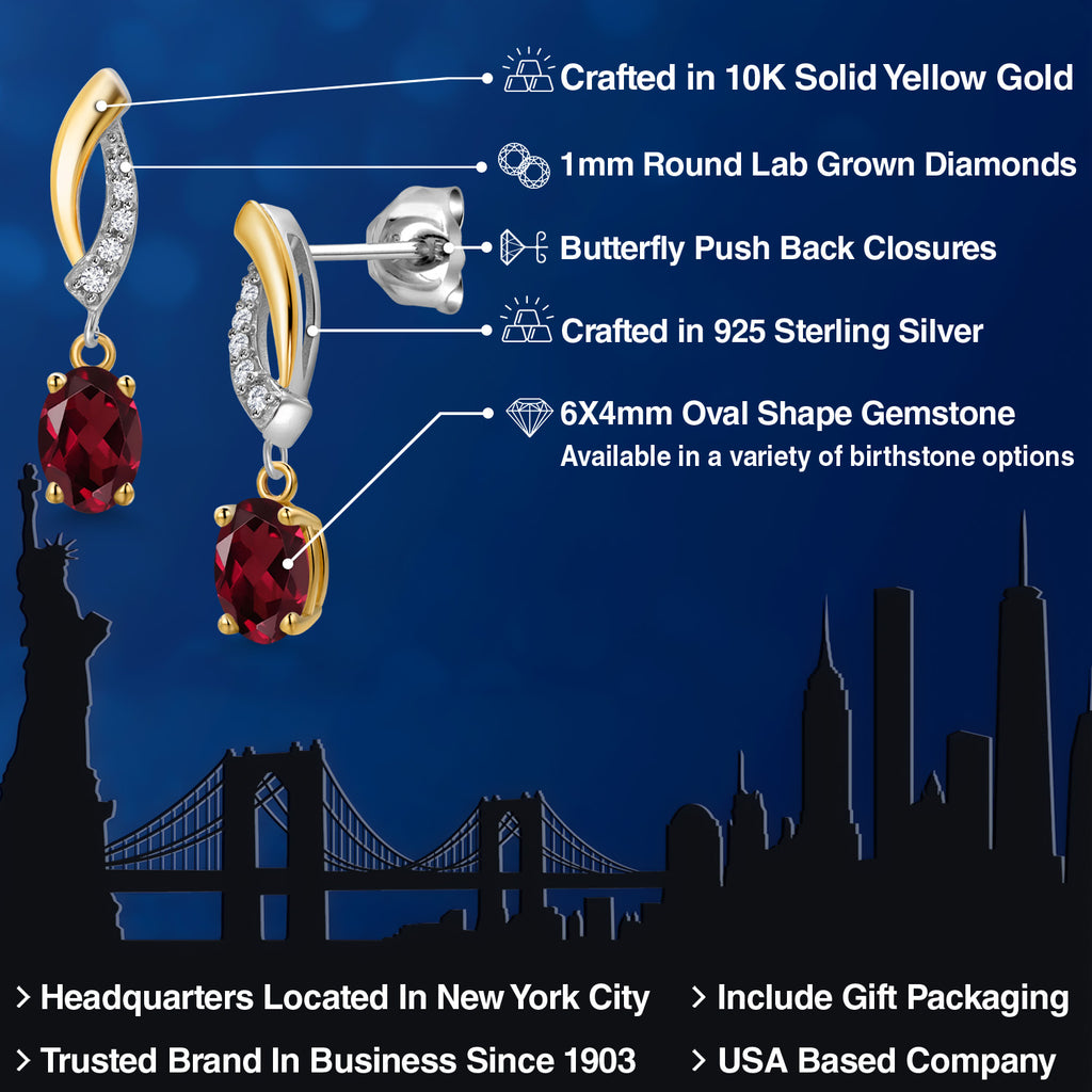 Rhodolite Garnet_Earrings in 925 Sterling Silver and 10K Yellow Gold