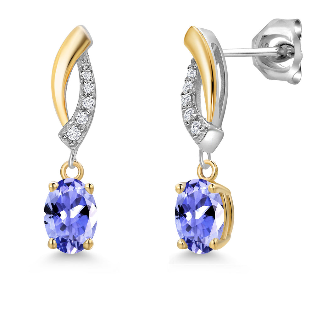 Tanzanite - December_Earrings in 925 Sterling Silver and 10K Yellow Gold