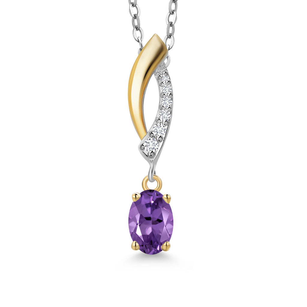 Amethyst - February_Pendant in 925 Sterling Silver and 10K Yellow Gold