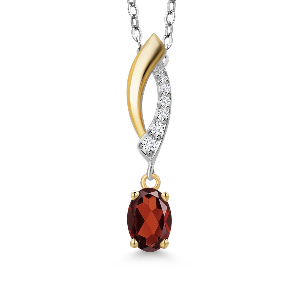 Garnet - January_Pendant in 925 Sterling Silver and 10K Yellow Gold
