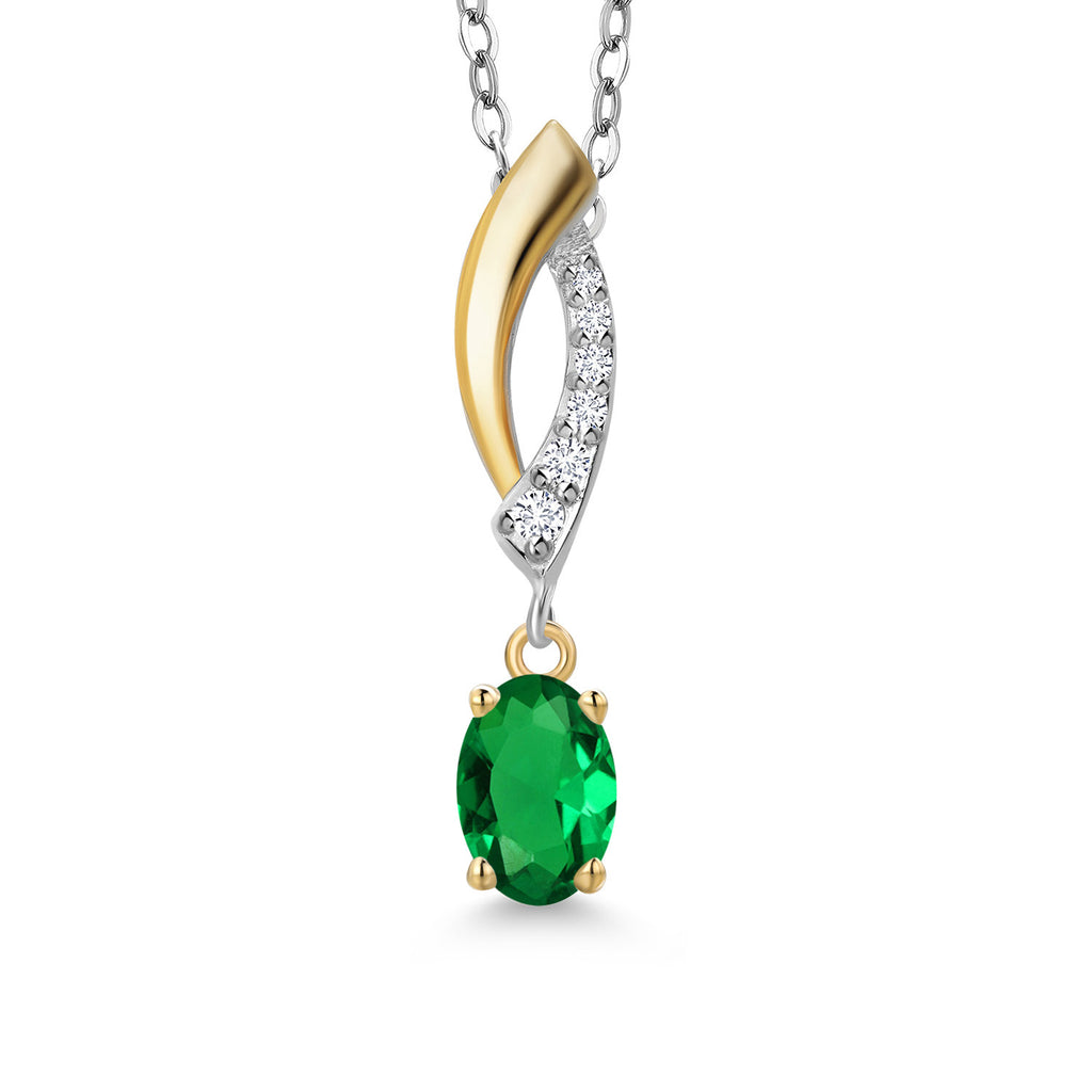 Nano Emerald - May_Pendant in 925 Sterling Silver and 10K Yellow Gold
