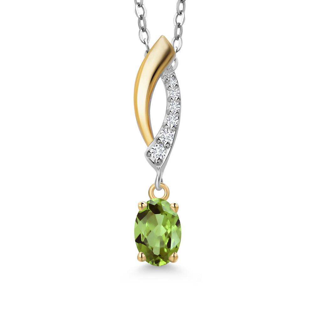 Peridot - August_Pendant in 925 Sterling Silver and 10K Yellow Gold