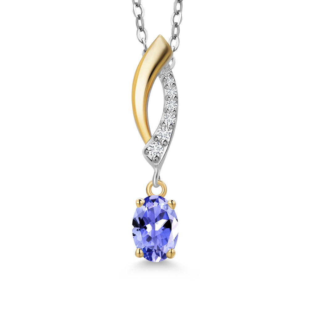 Tanzanite - December_Pendant in 925 Sterling Silver and 10K Yellow Gold