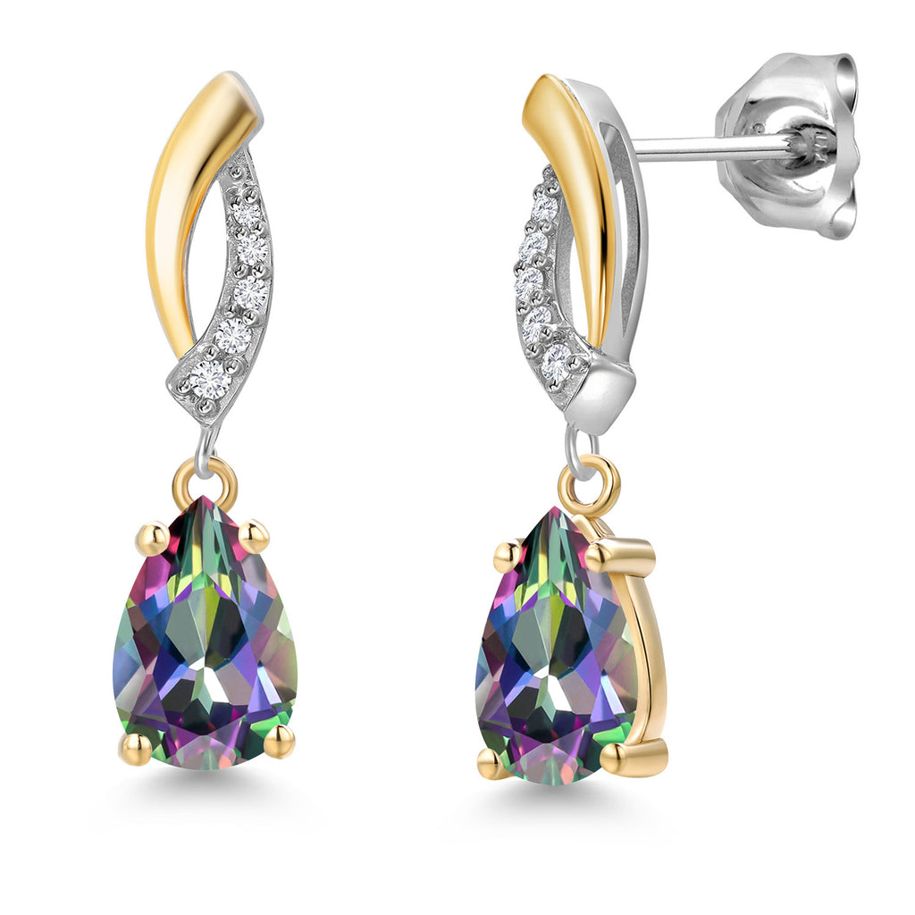 Green Mystic Topaz_Earrings in 925 Sterling Silver and 10K Yellow Gold