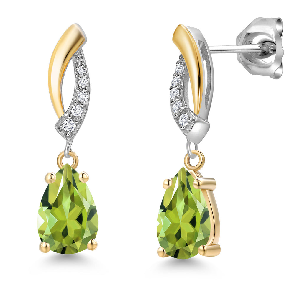 Peridot - August_Earrings in 925 Sterling Silver and 10K Yellow Gold