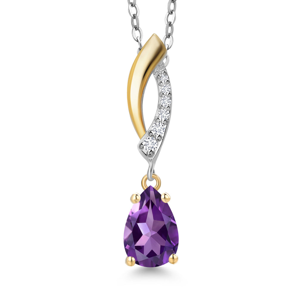 Amethyst - February_Pendant in 925 Sterling Silver and 10K Yellow Gold