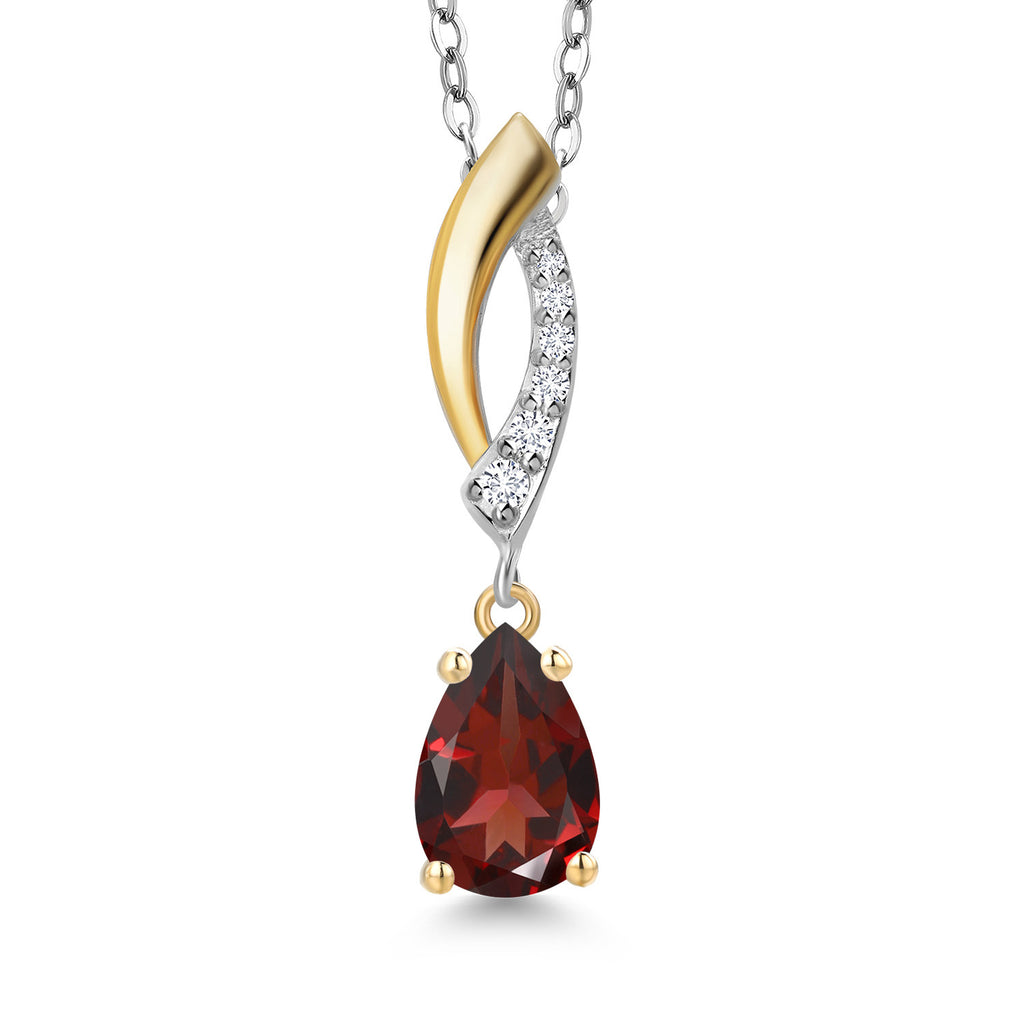 Garnet - January_Pendant in 925 Sterling Silver and 10K Yellow Gold