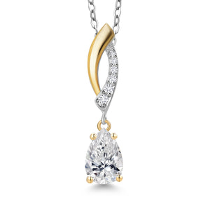 White Lab Grown Diamond - April_Pendant in 925 Sterling Silver and 10K Yellow Gold