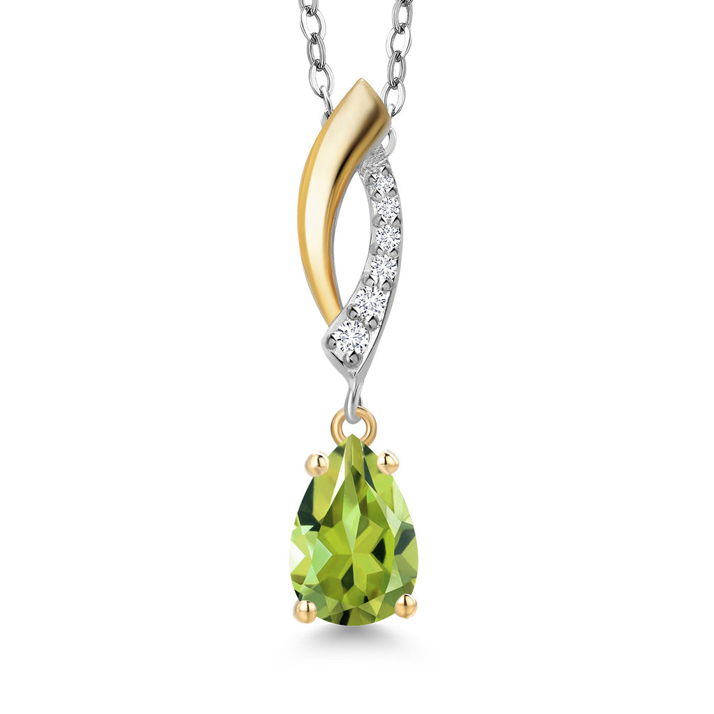 Peridot - August_Pendant in 925 Sterling Silver and 10K Yellow Gold